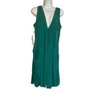 Laundry By Shelli Segal Dress Womens Size 10 Jade Green Sleeveless V-Neck Pocket